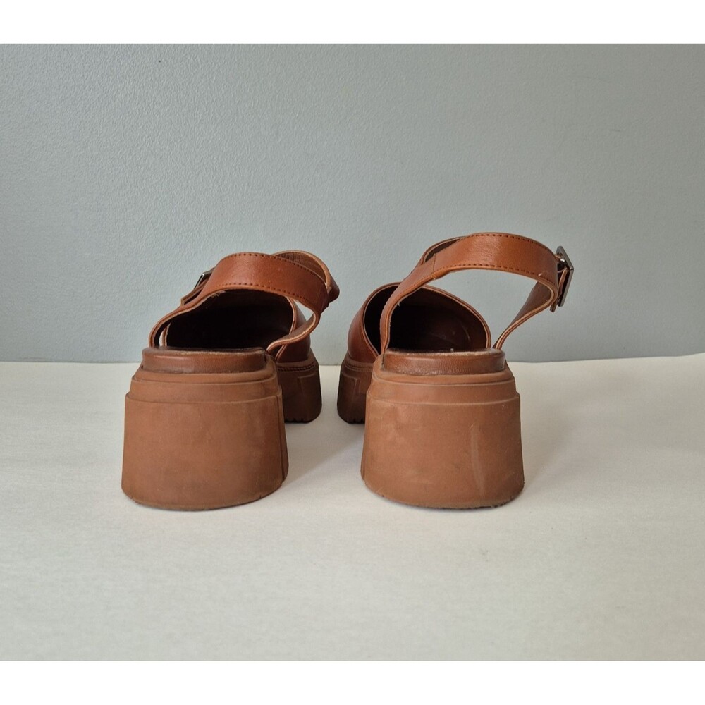 Free People Brown Leather Milan Closed Toe 3 Inch Platform Heels Womens 7.5 - Picture 3 of 8